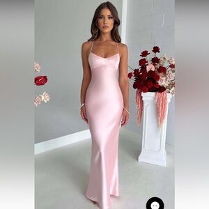 Babyboo Elegant Pink Satin Gown